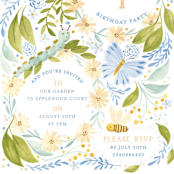 "Daisy Chains" - Children's Birthday Party Invitations in Olive Tree by Sarah Knight - Detail