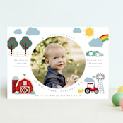 "Down by the farm" - Children's Birthday Party Invitations in Rainbow by Hudson meet Rose - Front