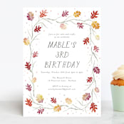 "Watercolor Leaf Frame" - Children's Birthday Party Invitations in Burnt Sienna by Jackie Crawford - Front
