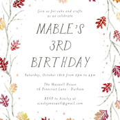 "Watercolor Leaf Frame" - Children's Birthday Party Invitations in Burnt Sienna by Jackie Crawford - Detail