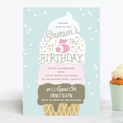 "Ice Cream Cone" - Children's Birthday Party Invitations in Frozen by Alethea and Ruth - Front
