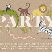 "safari party animals" - Children's Birthday Party Invitations in Linen by Karidy Walker - Detail