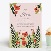 "Garden Party Joy" - Children's Birthday Party Invitations in Rouge by frances mathys - Front