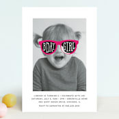 "Birthday Girl Shades" - Children's Birthday Party Invitations in Fuchsia by Baumbirdy - Front
