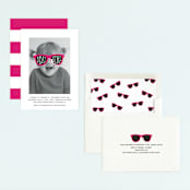 "Birthday Girl Shades" - Children's Birthday Party Invitations in Fuchsia by Baumbirdy - Assembled