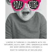 "Birthday Girl Shades" - Children's Birthday Party Invitations in Fuchsia by Baumbirdy - Detail