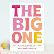 "The Big One" - Children's Birthday Party Invitations in Rose by Baumbirdy - Front
