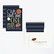 "Sports Fan" - Children's Birthday Party Invitations in Navy by Leah Bisch - Assembled
