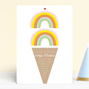 "Double Rainbow Scoop" - Children's Birthday Party Invitations in Sherbert by Baumbirdy - Front