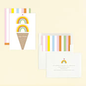 "Double Rainbow Scoop" - Children's Birthday Party Invitations in Sherbert by Baumbirdy - Assembled