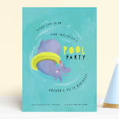 "Animal Pool Party" - Children's Birthday Party Invitations in Wave by Lori Wemple - Front