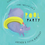"Animal Pool Party" - Children's Birthday Party Invitations in Wave by Lori Wemple - Detail