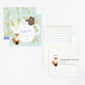"Tea Party With Animals" - Children's Birthday Party Invitations in Frost by Shannon Chen of Four Wet Feet Studio - Assembled