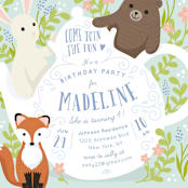 "Tea Party With Animals" - Children's Birthday Party Invitations in Frost by Shannon Chen of Four Wet Feet Studio - Detail