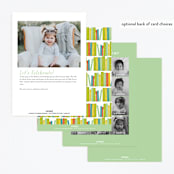"Book Stack" - Children's Birthday Party Invitations in Mint by Shiny Penny Studio - Back of Card Options