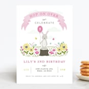 "Little Bunny" - Children's Birthday Party Invitations in Carnation by Michelle Taylor - Front