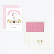 "Little Bunny" - Children's Birthday Party Invitations in Carnation by Michelle Taylor - Assembled