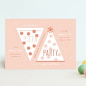 "Pizza Party Hat" - Children's Birthday Party Invitations in Coral by Lauren Chism - Front