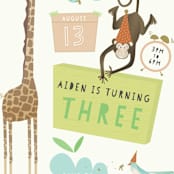"Animal Party" - Children's Birthday Party Invitations in Frost by Grace Kreinbrink - Detail