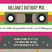 "Retro Cassette " - Children's Birthday Party Invitations in Fuchsia by Erica Krystek - Detail