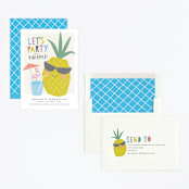 "Party like a pineapple" - Children's Birthday Party Invitations in Blue Hawaiian by Karidy Walker - Assembled