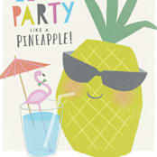 "Party like a pineapple" - Children's Birthday Party Invitations in Blue Hawaiian by Karidy Walker - Detail