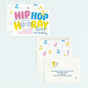 "Hip Hop Hooray" - Children's Birthday Party Invitations in Candy by Baumbirdy - Assembled