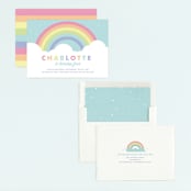"Pastel Rainbow Sparkles" - Children's Birthday Party Invitations in Mint by Maria Alou - Assembled
