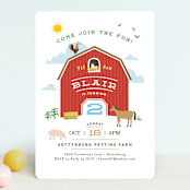 "Big Red Barn" - Children's Birthday Party Invitations in Barn by Jennifer Wick - Front