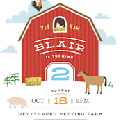 "Big Red Barn" - Children's Birthday Party Invitations in Barn by Jennifer Wick - Detail