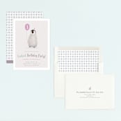 "Coolest Penguin" - Children's Birthday Party Invitations in Orchid by Elska Studio - Assembled