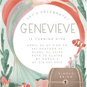 "Treasures of the Sea" - Children's Birthday Party Invitations in Aquamarine by Grae - Detail