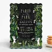 "Party In The Park" - Children's Birthday Party Invitations in Charcoal by iamtanya - Front