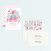 "Teepee Party" - Children's Birthday Party Invitations in Petal by Sara Berrenson - Assembled