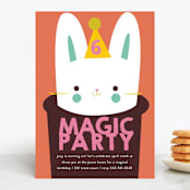 "Magic" - Children's Birthday Party Invitations in Melon by Lori Wemple - Front