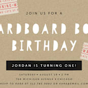 "Cardboard Box" - Children's Birthday Party Invitations in Watermelon by Lehan Veenker - Detail