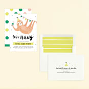 "Party Sloth" - Children's Birthday Party Invitations in Emerald by Melissa Egan of Pistols - Assembled