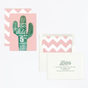 "Wild Cactus" - Children's Birthday Party Invitations in Blush by Baumbirdy - Assembled