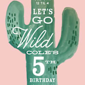 "Wild Cactus" - Children's Birthday Party Invitations in Blush by Baumbirdy - Detail