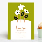"Flower Cake" - Children's Birthday Party Invitations in Lime by Baumbirdy - Front