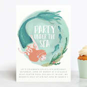 "Little Mermaid" - Children's Birthday Party Invitations in Azure by Grae - Front