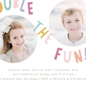 "Double the fun" - Children's Birthday Party Invitations in Sherbet by Creo Study - Detail