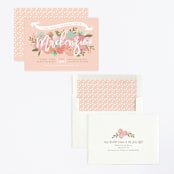 "Blooming Peonies" - Children's Birthday Party Invitations in Peach by Jennifer Wick - Assembled