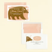 "Little Bear" - Children's Birthday Party Invitations in Peach by Just Eleanor - Assembled