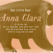 "Little Bear" - Children's Birthday Party Invitations in Peach by Just Eleanor - Detail