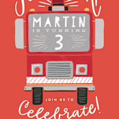 "Sound the Alarm Firetruck" - Children's Birthday Party Invitations in Poinsettia by Alethea and Ruth - Detail