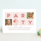 "Party Blocks" - Children's Birthday Party Invitations in Peony by Susan Brown - Front