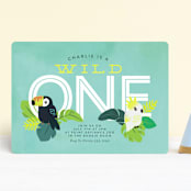 "Jungle Birds" - Children's Birthday Party Invitations in Carribean by Itsy Belle Studio - Front