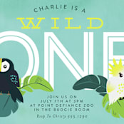 "Jungle Birds" - Children's Birthday Party Invitations in Carribean by Itsy Belle Studio - Detail