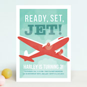 "ready, set, jet!" - Children's Birthday Party Invitations in Teal by Susan Asbill - Front